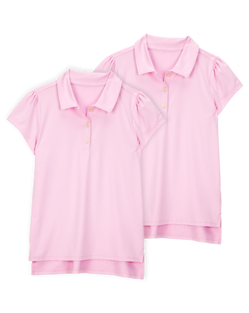 Kid 2-Pack Active Uniform Polo Shirts in Moisture Wicking BeCool™ Fabric - Pink, 