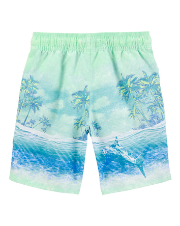 Kid Shark Print  Swim Trunks, 