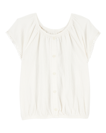 Kid Short-Sleeve Solid Fashion Top - Ivory, 