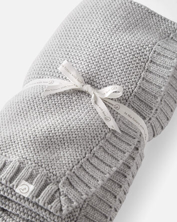 Baby Organic Cotton Textured Knit Blanket in Gray, 