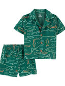 Green - Toddler 2-Pack Shark Coat-Style Loose Fit Pajama Set