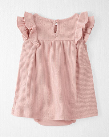Baby Pointelle-Knit Bodysuit Dress Made with Organic Cotton in Pink, 
