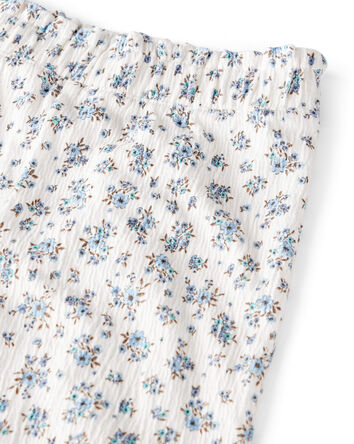 Toddler Girl 2-Piece Organic Cotton Crinkled Knit Set in BlueMist Bloom Print, 