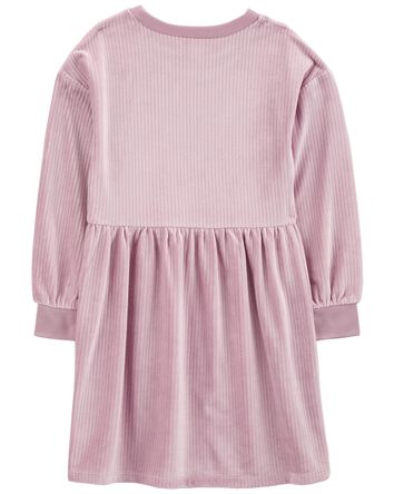 Kid Long-Sleeve Velour Dress, 