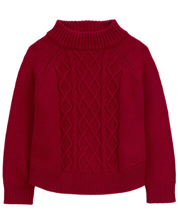 Toddler Cable Knit Mock Neck Sweater, 