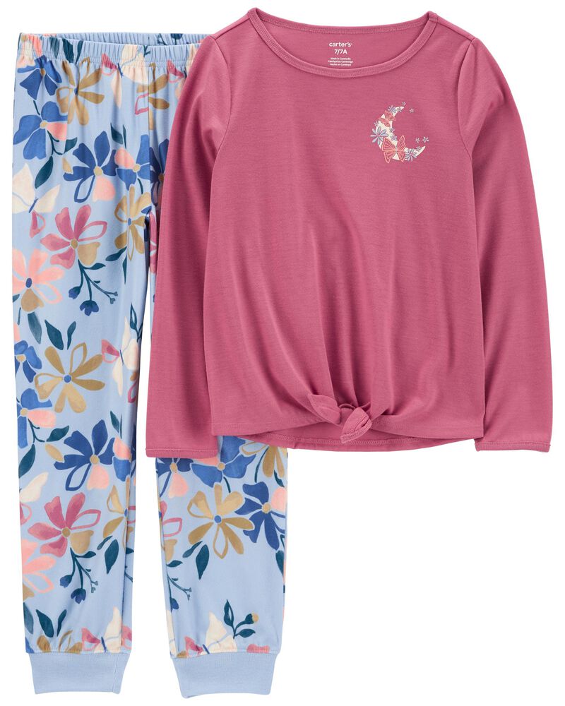 Kid 2-Piece Loose Fit Poly & Fleece Pajamas, image 1 of 3 slides