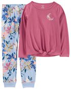 Kid 2-Piece Loose Fit Poly & Fleece Pajamas, image 1 of 3 slides