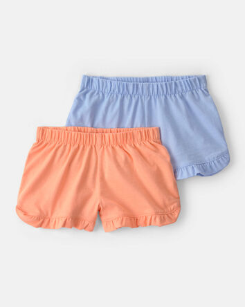 Baby Girl 2-Pack Flutter-Hem Fashion Shorts - Orange/Blue, 