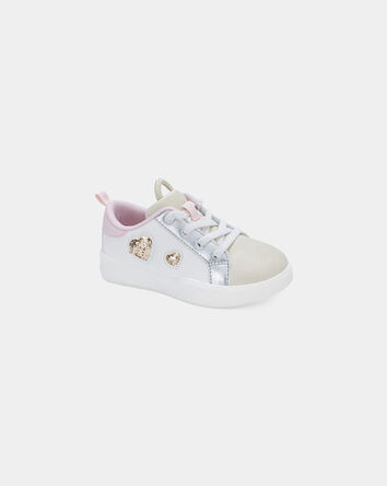 Toddler Girl Colorblock Metallic Heart Sneakers - White/Pink, 