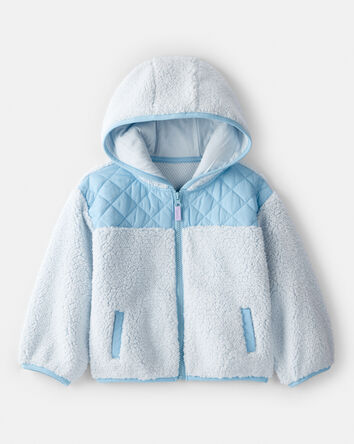 Toddler Girl Sherpa Hooded Zip-Up Jacket - Blue, 