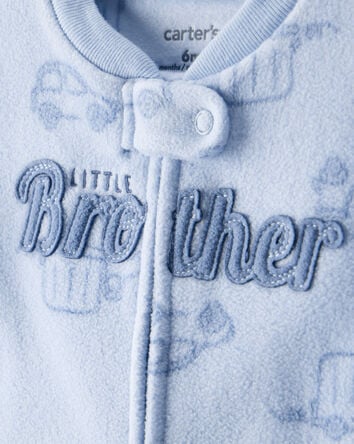 Baby Boy Firetruck Print Loose Fit Long-Sleeve Sleep & Play - Blue, 