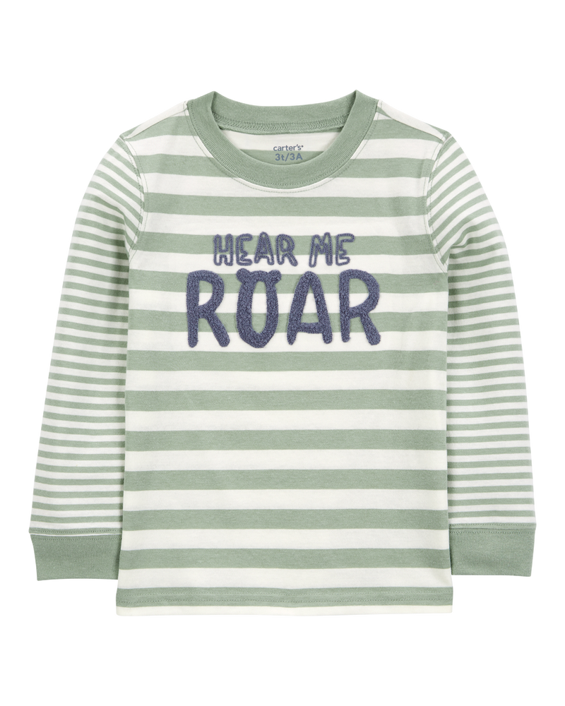 Baby Hear Me Roar Striped Long-Sleeve Graphic Tee, image 1 of 3 slides