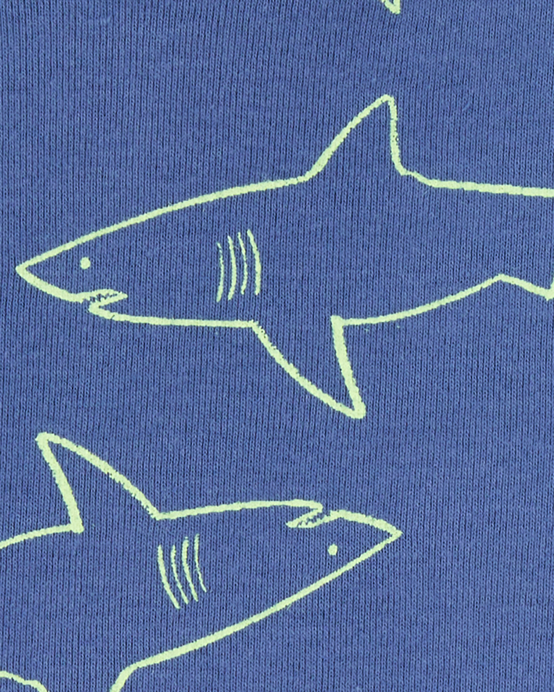 Baby 4-Piece Shark Surfboard 100% Snug Fit Cotton Pajamas - Blue, image 3 of 4 slides