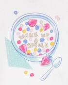 Kid 4-Piece Breakfast Cereal 100% Snug Fit Cotton Pajamas - Turquoise/White, image 3 of 4 slides