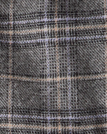 Baby Boy Plaid Long-Sleeve Zip-Up Fashion Jacket - Grey, 