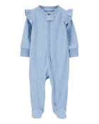 Baby Floral Zip-Up Fleece Sleep & Play Pajamas, image 1 of 4 slides
