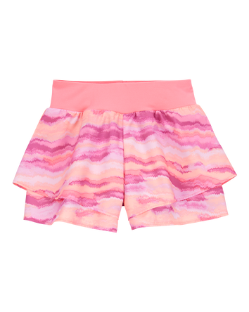 Kid Flowy Tie-Dye Layered Flip Short - Orange/Pink, 