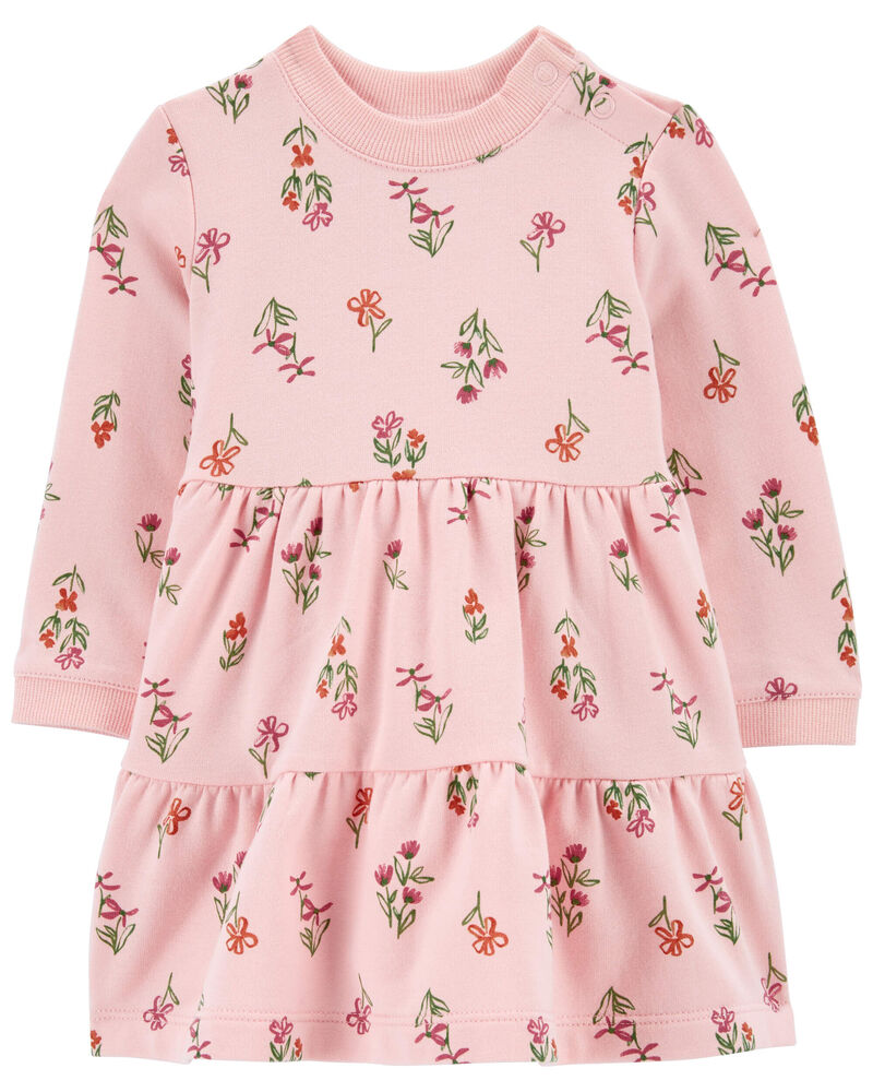 Baby Floral Print Fleece Dress, image 1 of 5 slides
