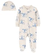Baby Panda 2-Piece Sleep & Play Pajamas and Cap Set, image 1 of 3 slides