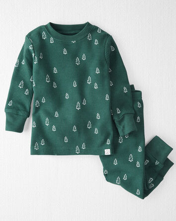 Baby Christmas Tree Print Waffle Knit Pajamas Made with Organic Cotton, 