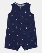 Baby 4th Of July Button-Down Romper, image 1 of 4 slides