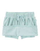 Kid Ribbed Textured Drawstring Skort -  Green, image 2 of 4 slides