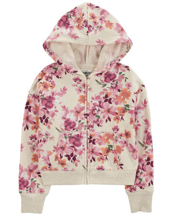 Kid Floral Print Fleece Jacket , 