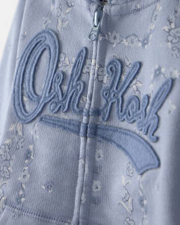 Toddler Girl Floral OshKosh Logo Zip-Up Hoodie - Blue, 