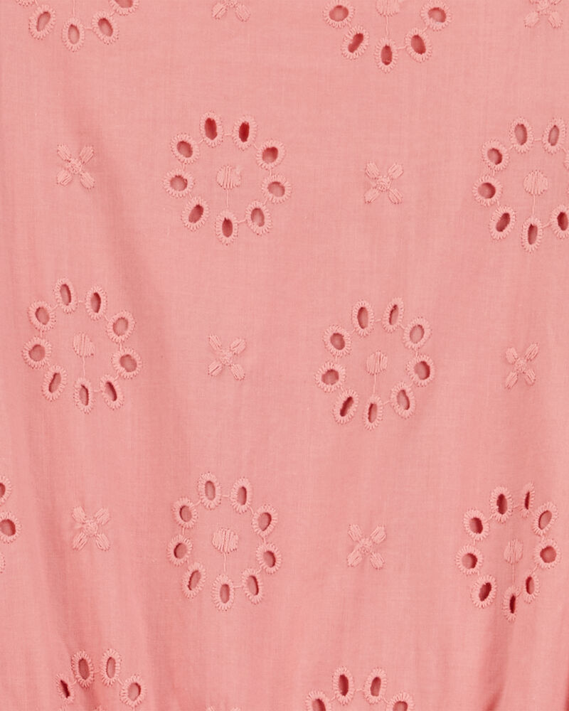 Girls Eyelet Tie-Front Jumpsuit - Pink, image 2 of 3 slides