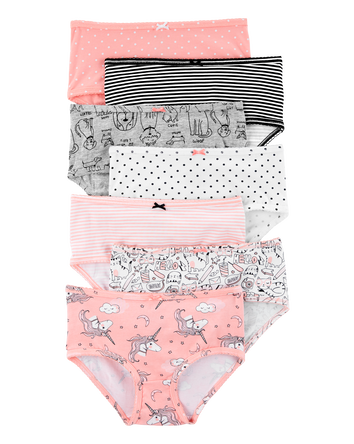 Kid 7-Pack Unicorn Print Brief Stretch Cotton Underwear, 