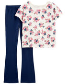 Kid 2-Piece Floral Jersey Tee & Flare Legging Set, image 1 of 3 slides