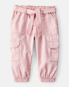 Baby Girl Cotton Cargo Joggers - Pink, image 1 of 5 slides