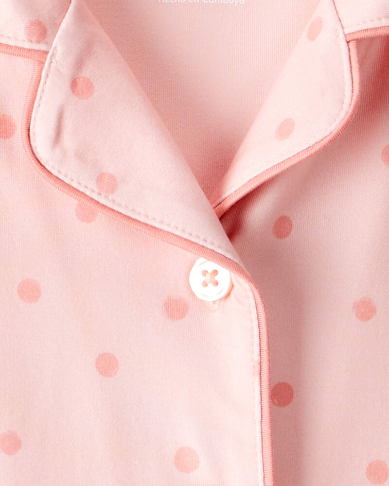 Toddler 2-Piece Polka Dot Coat-Style Pajamas - Pink, image 2 of 3 slides