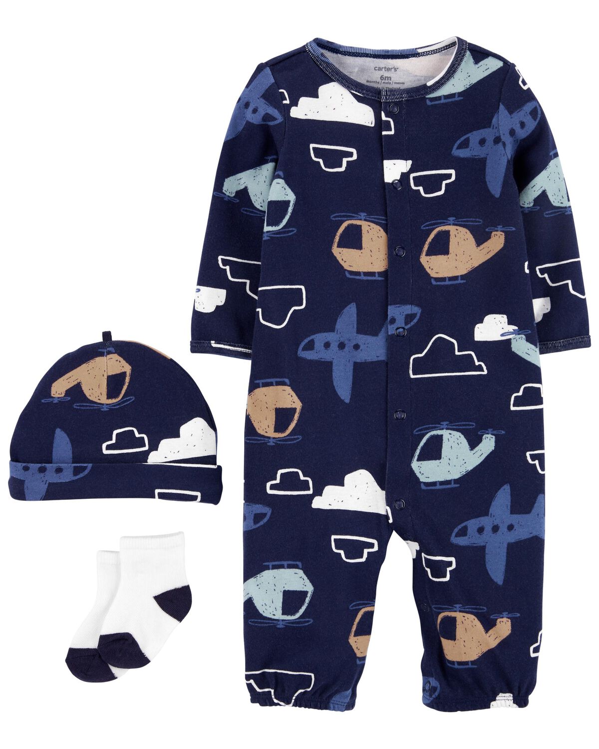 Navy Baby 3Piece TakeMeHome Converter Gown Set