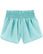Toddler Smocked Shorts in Moisture Moisture Wicking Active Fabric, image 1 of 2 slides
