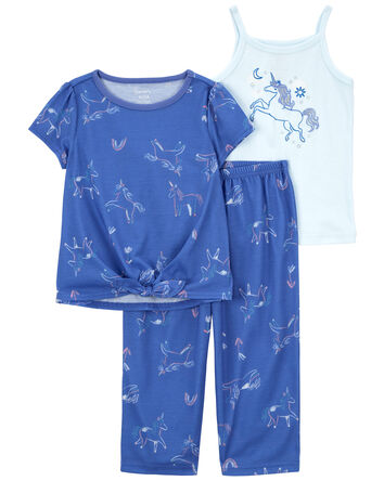 Toddler 3-Piece Unicorn Loose Fit Pajamas, 