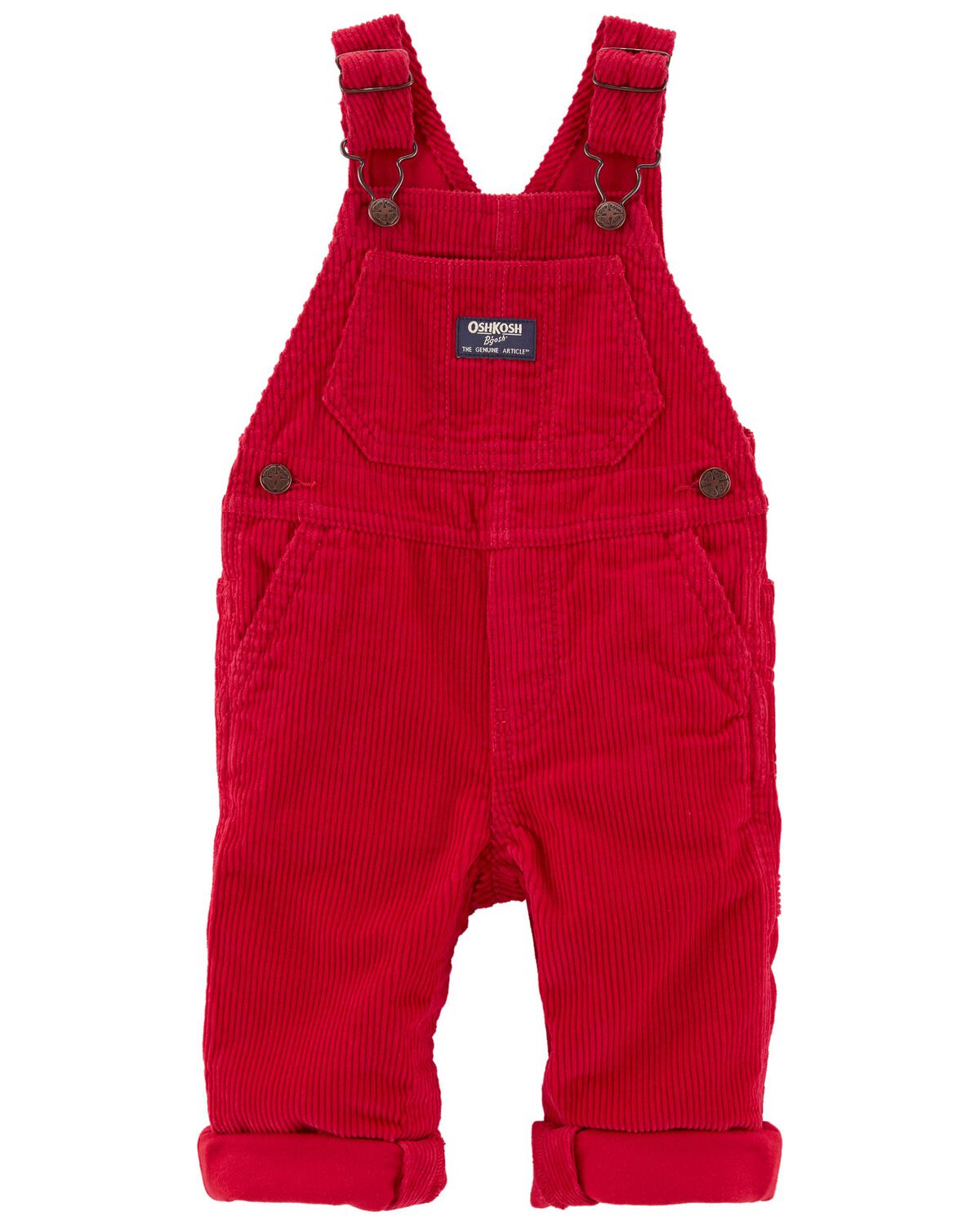 Red Baby Jersey Lined Corduroy Overalls