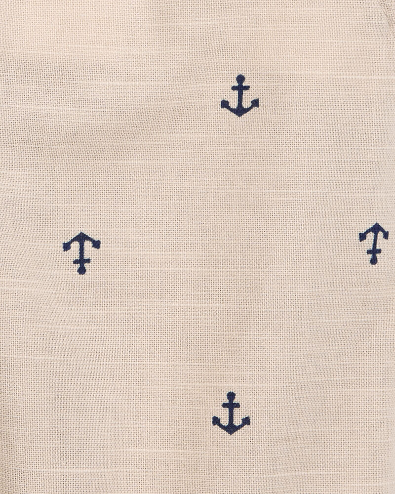 Baby 2-Piece Anchor Tee & Overall Set - Tan/Ivory, image 5 of 6 slides
