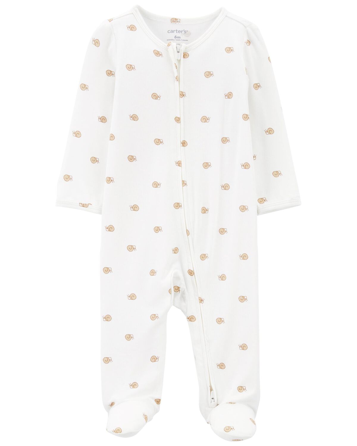 Ivory Baby Snail Print ZipUp PurelySoft Sleep & Play Pajamas