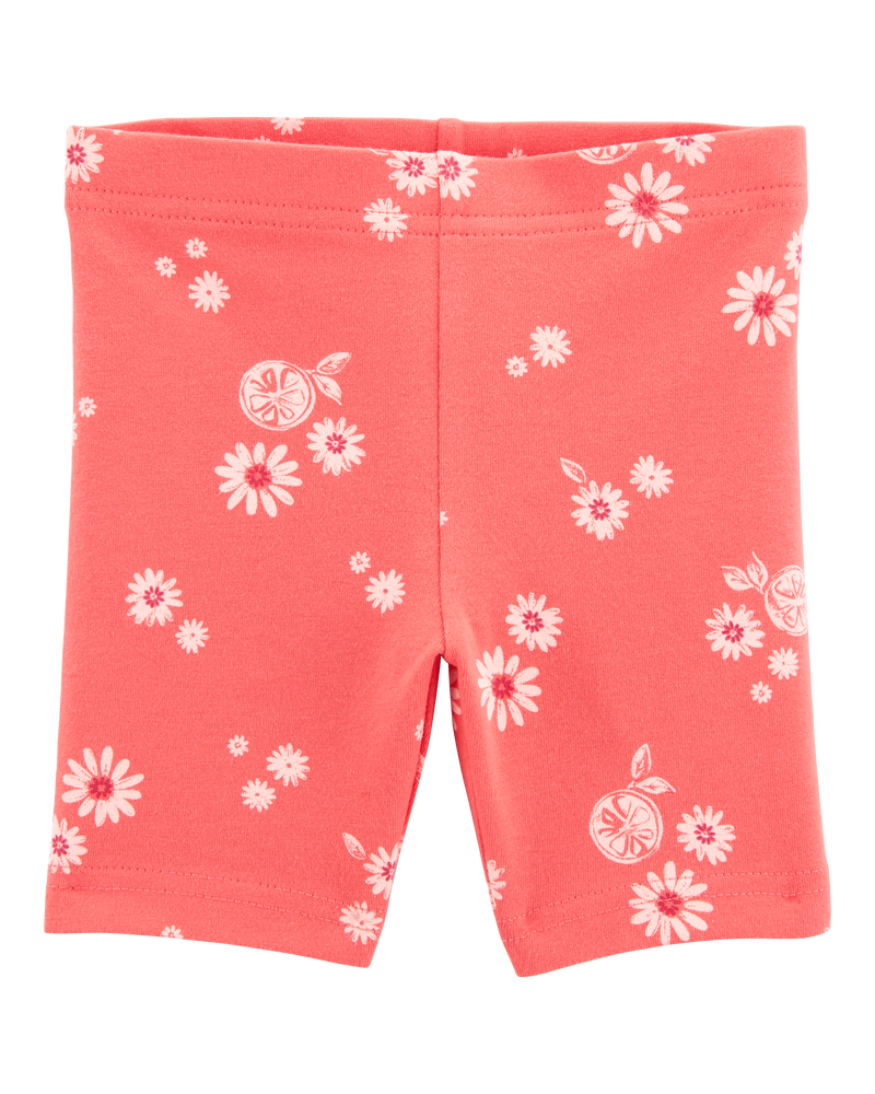 Baby Girl Floral Bike Shorts - Orange, image 1 of 4 slides