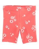 Baby Girl Floral Bike Shorts - Orange, image 1 of 4 slides