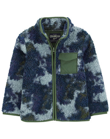 Tie Dye Fleece Knit Jacket - Navy, 