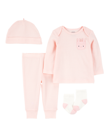 Baby 4-Piece Bunny Outfit Set - Pink/White, 