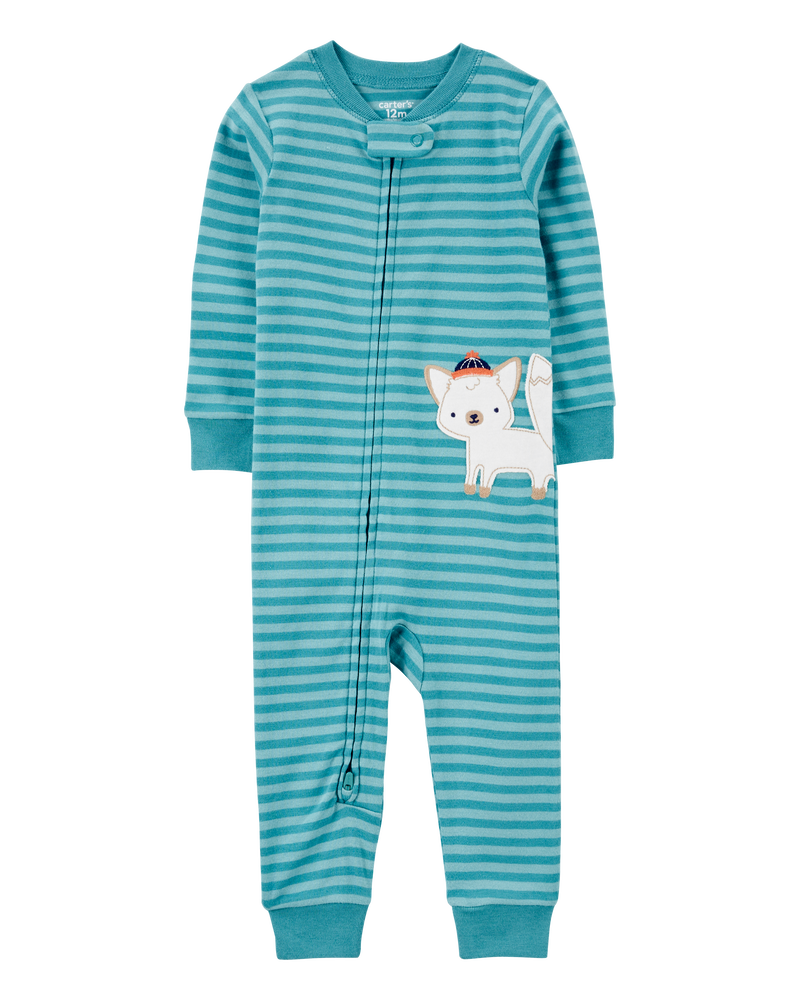 Baby Boy 1-Piece Fox Striped 100% Snug Fit Cotton Footless Pajamas, image 1 of 4 slides