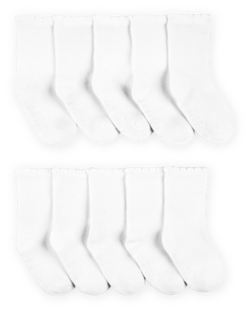 Toddler 10-Pack Scallop Crew Socks, 