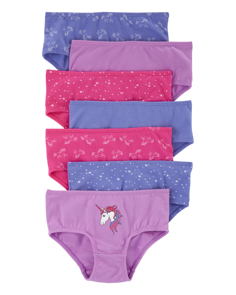 Kid 7-Pack Unicorn Brief Stretch Cotton Undies, image 1 of 4 slides