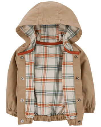 Baby Canvas Hooded Snap-Up Jacket, 