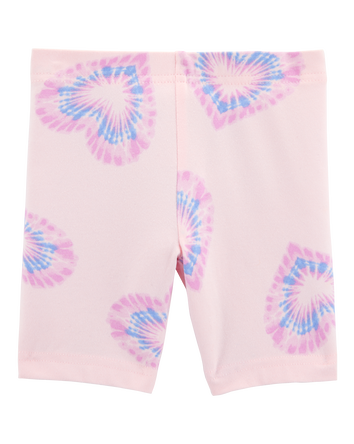 Baby Girl Heart Print Bike Shorts - Pink, 