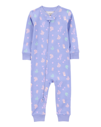 Baby Girl 1-Piece Jellyfish 100% Snug Fit Cotton Footless Pajamas - Blue, 