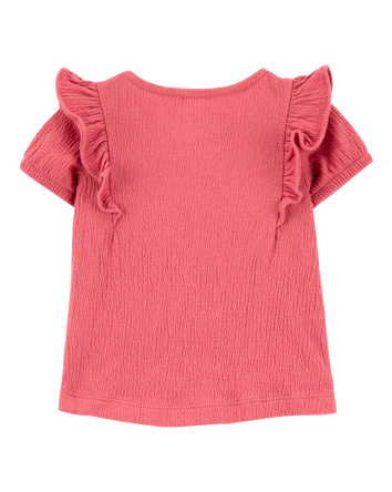 Baby Girl 3-Piece Gauze Button-Front Outfit Set- Red, 